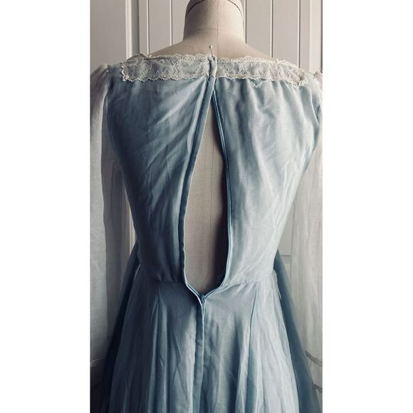 GUNNE SAX by JESSICA 70's Cloud Voile Blue Tie Back Maxi Dress S XS - Picture 16 of 16